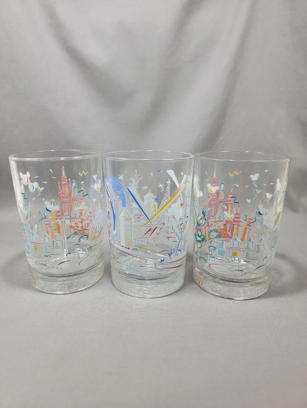 Vtg Disney Remember The Magic 25 Years McDonald's Glasses Mickey Donald Duck Lot